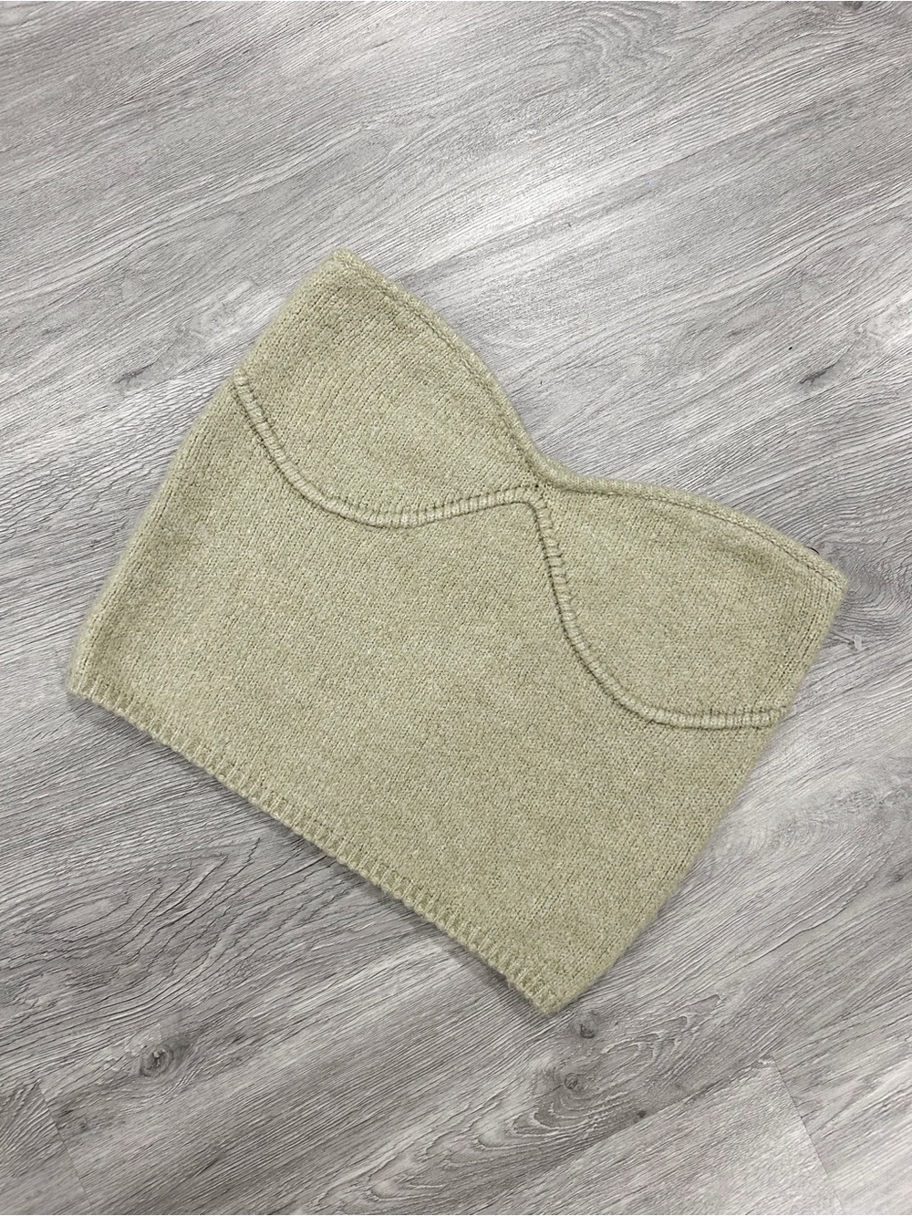 Zara Olive Sage Strapless Knit Crop Top